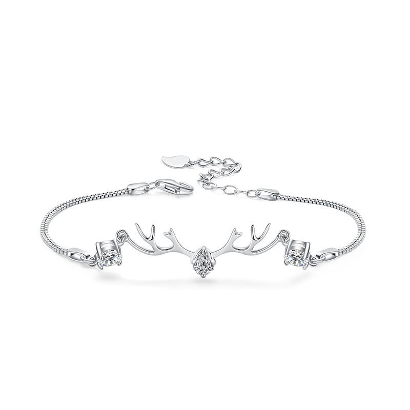 

Women s High-End I Have You Sterling Silver Reindeer Bracelet - Niche Design, Versatile Holiday Jewelry 925 Sterling Silver