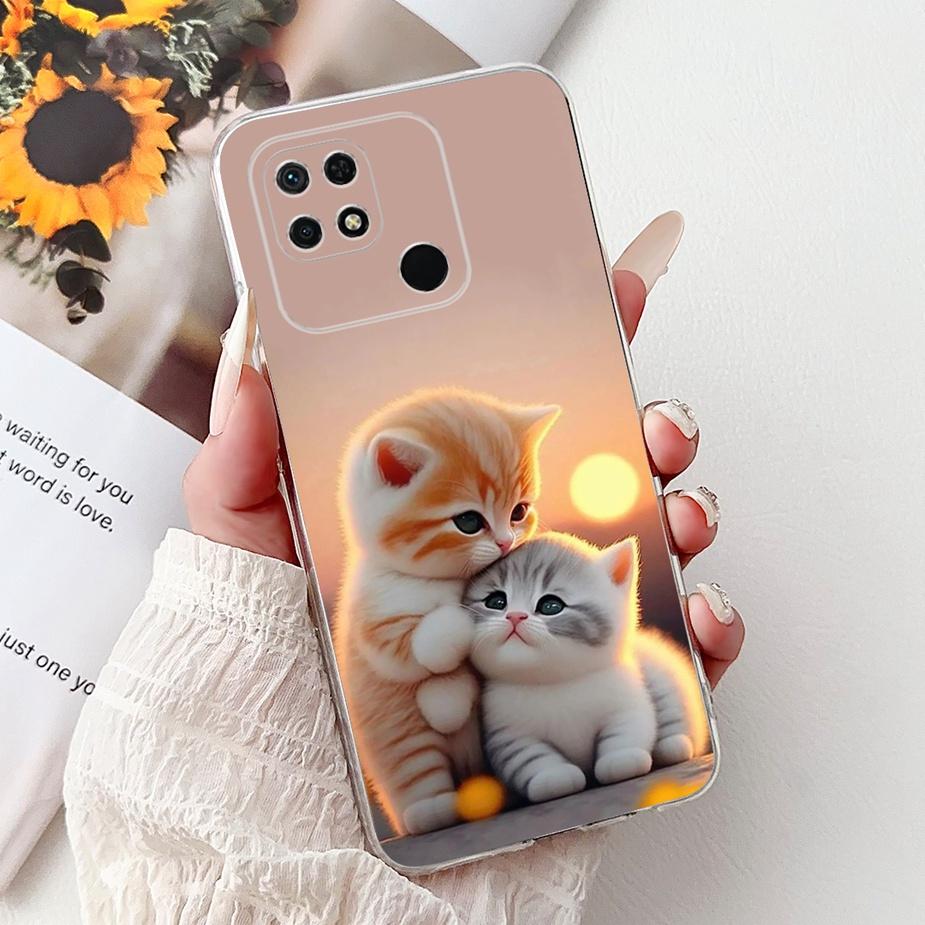 For Xiaomi Redmi 10C Case Cute Cat Luxury Butterfly Painted Cover 6.71'' Soft Silicone Case For Xiaomi Redmi 10C Redmi10C Fundas