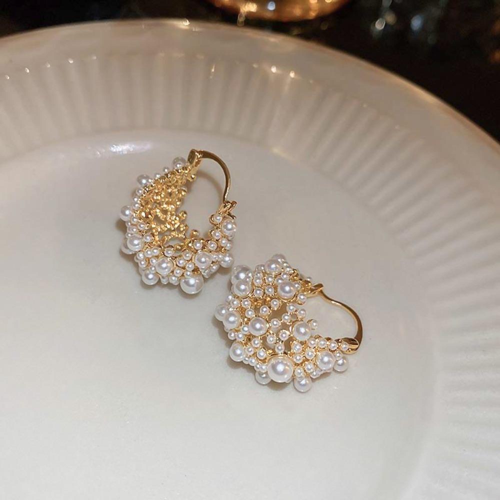 Pearl Ear Buckle Pearl Earrings Personality Ear Hook Korean Style Drop Earrings  Wedding