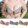 Female's Sexy Leopard Silicone Push Up Strapless Invisible Stick On Backless Gel Dress Bra Nubra