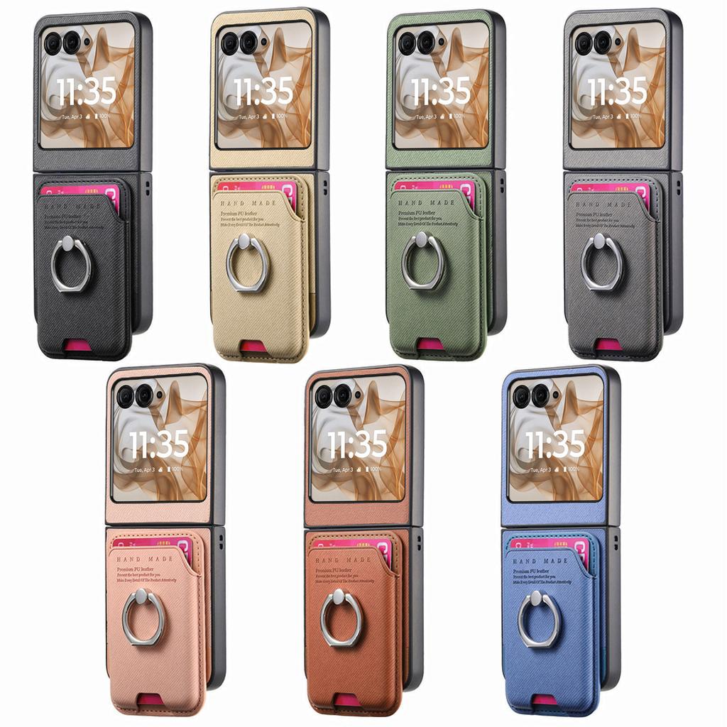 2 in 1 Detachable Magnetic Cards Solt Wallet Cowboy Ring Holder Case For Motorola Razr 50 Ultra 40 Vertical Bag Pocket Cover