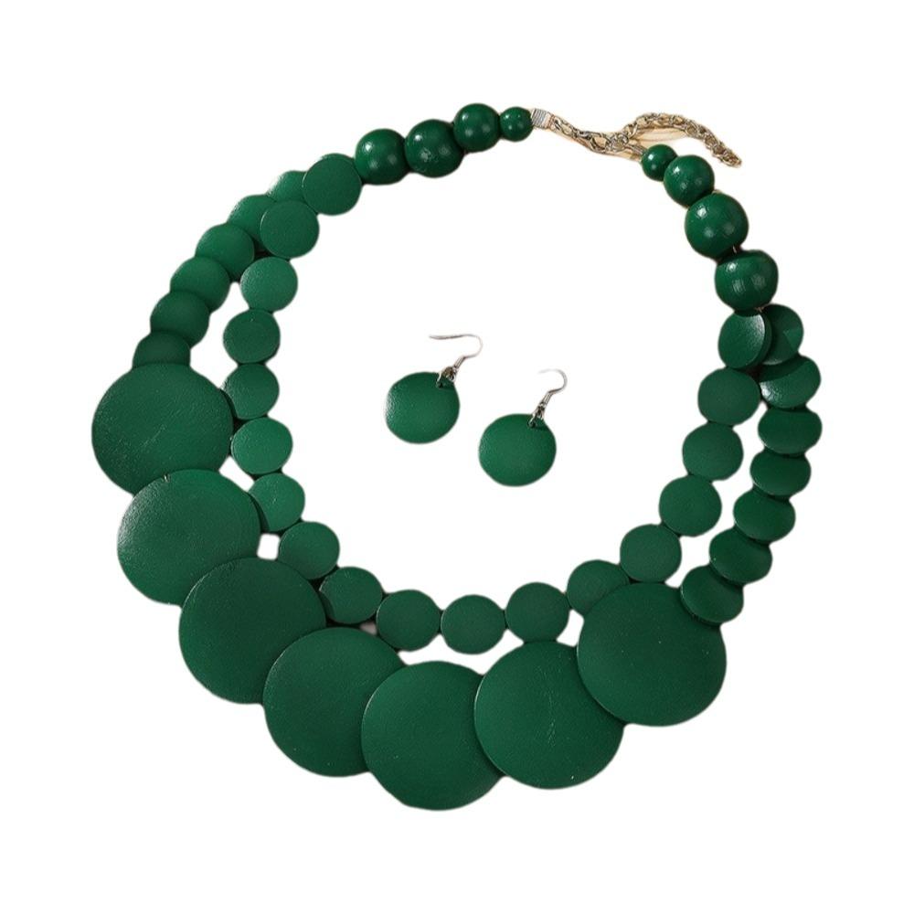 Necklace Necklace Earrings Set Chunky Jewelry Set Simple Wooden Beaded Necklace  Vacation