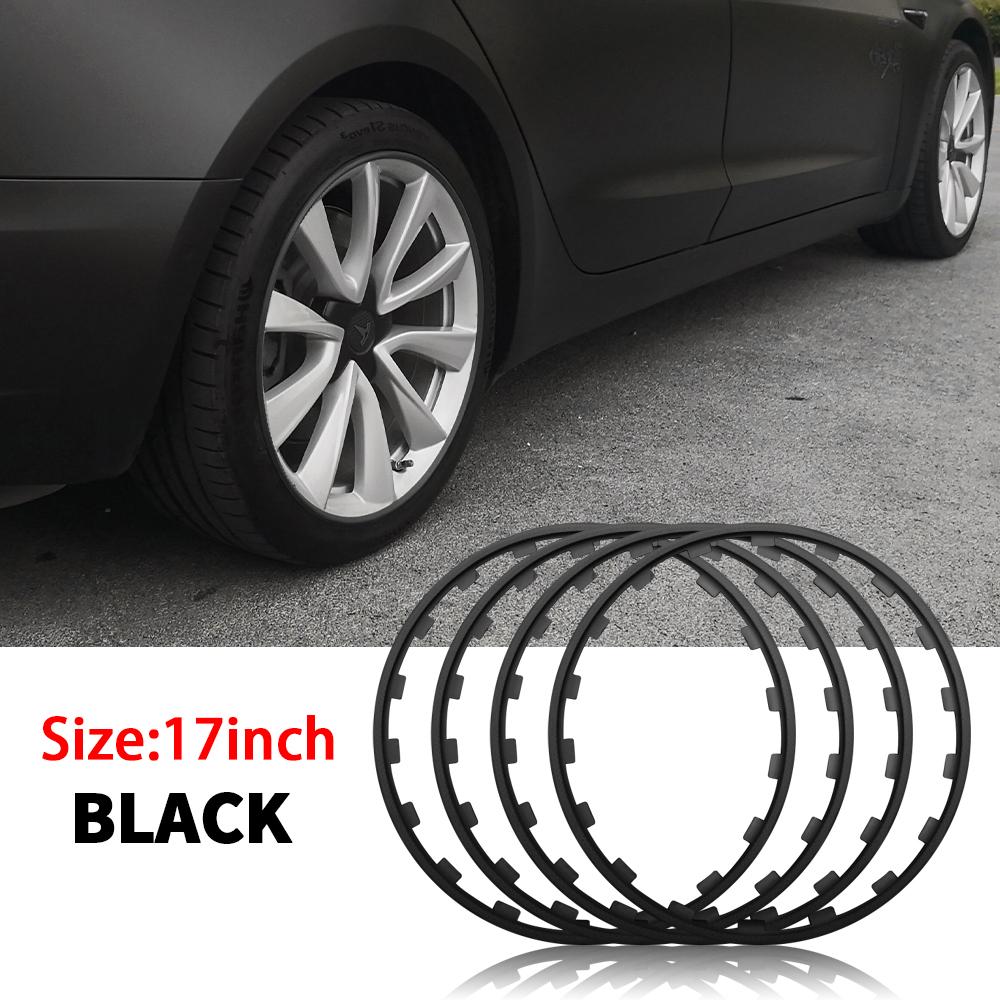 AMA1 4PCS/SET Car Vehicle Wheel Rims Protector Decor Strip Tire Guard Line Rubber Moulding Trim for Tesla Model 3 Y S X 2017-2023