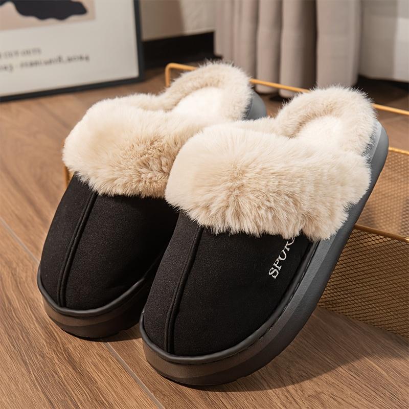 Cozy Women'S Faux Slippers - Soft EVA Sole, Plush Lining, Winter Indoor/Outdoor Footwear In Black, Beige, Pink, Brown, White, Sporty Deer Skin Design