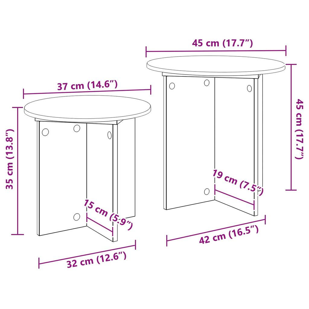 Side Table Set 2 pcs Smoked Oak Wood Based Material