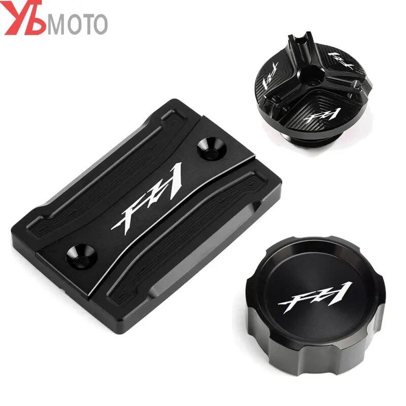 Laser Logo Motorcycles CNC Aluminum Front Rear Brake Fluid Reservoir Cover & Oil Filler Cap For YAMAHA FZ1 FAZER FZ 1 2006-2015