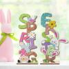 Desktop Ornament, Spring Easter Desktop Decoration Theme Scene Decoration, Colorful Letter Cartoon Rabbit And Dwarf Ornament
