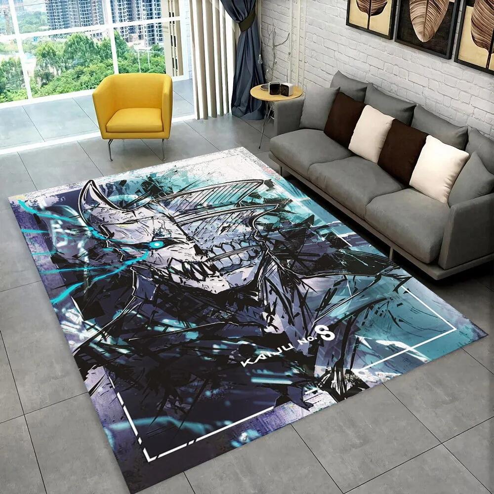 Tappeto Cartoon Anime Kaiju No.8 3D per Soggiorno Camera da Letto Casa Decorazione Divano, Tappetino Antiscivolo per Giochi Bambini Regalo