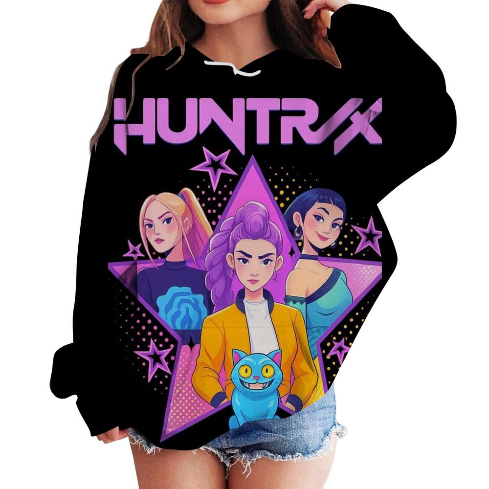 Høst 3D KPop Devil Hunter Trykte Hettegensere Moteable Casual Sport Langermet Dame Hettegensere