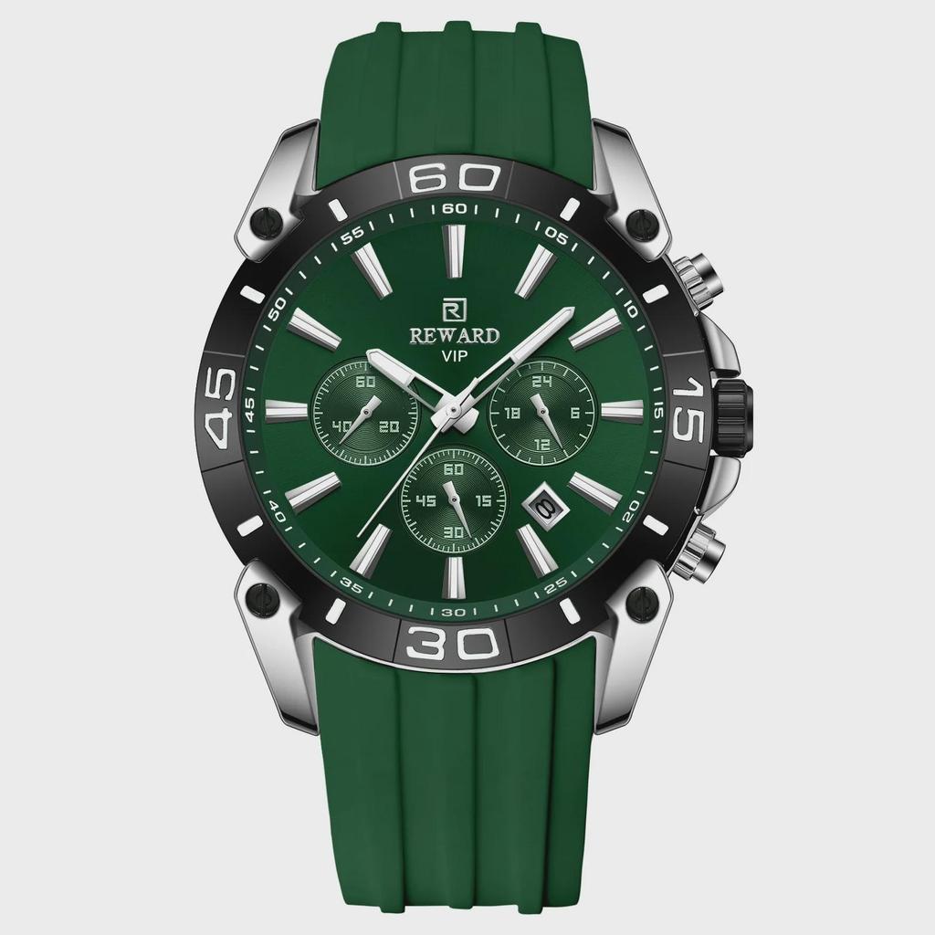Men Silicone Quartz Mens Watch Multi Functional Waterproof Luminous Calendar Chronograph Watches