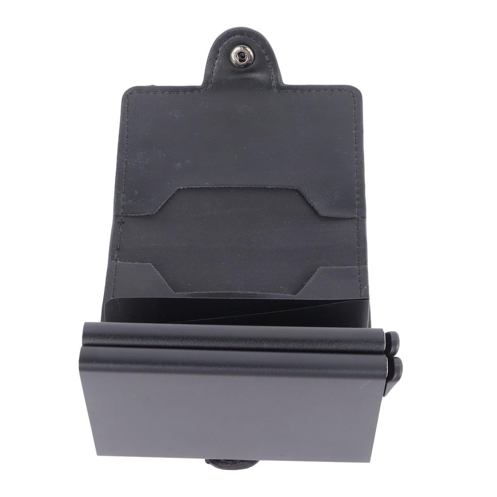 Card Holder Black Card Case RFID Blocking Aluminium Alloy PU Anti Degaussing Large Capacity