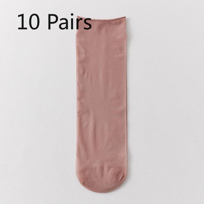 10 Pairs of Women's Summer Thin Anti Hook Silk Breathable Crystal Silk Transparent Tube Stockings