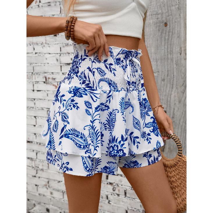 Nowa Moda Sukienka do Tańca Cheerleadingowego Dla Kobiet Damska z Falbankami i Nadrukiem Kwiatowym Owijana Spódnica z Wysokim Stanem