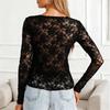 Long Sleeve Lace Shirts For Women Tees Blouses Casual Basic Tops Pullover Spring