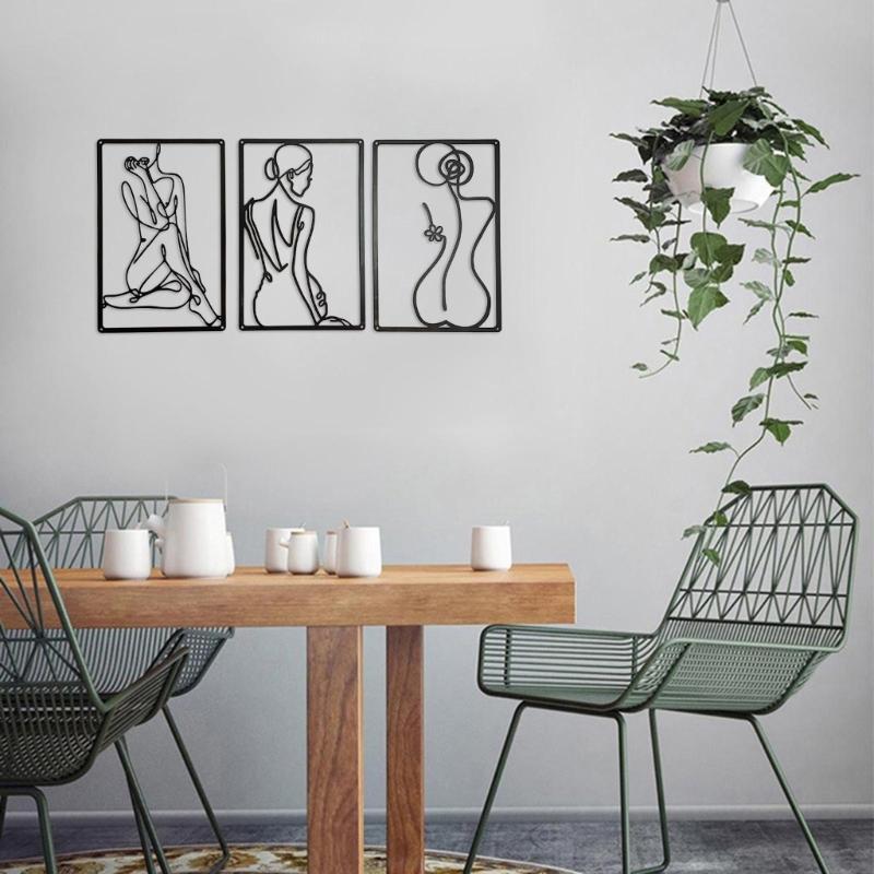 Abstract Women Portrait Metal Wall Art, Durable Wall Decor 3D Artwork Home Ornament Housewarmings Gift for Study Room