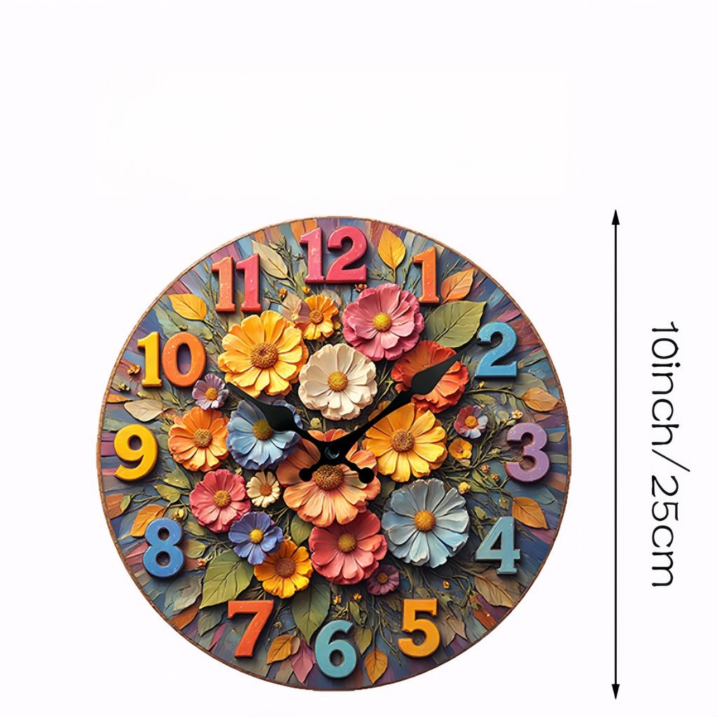 10 inch Wall Clock 2D Flower Home Living Room Decor Large Clock Silent Quartz Clock Home Decoration