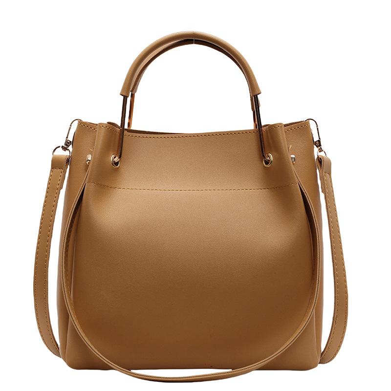 Textured shoulder bag New spring and summer simple casual shoulder bag Portable messenger bucket bag