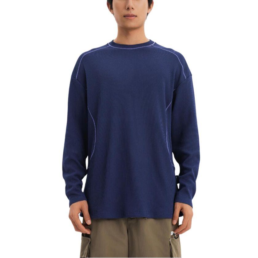 

DECATHLON Urban Function Футболка с круглым вырезом однотонная повседневная с длинным рукавом мужская серо-синяя 2XL