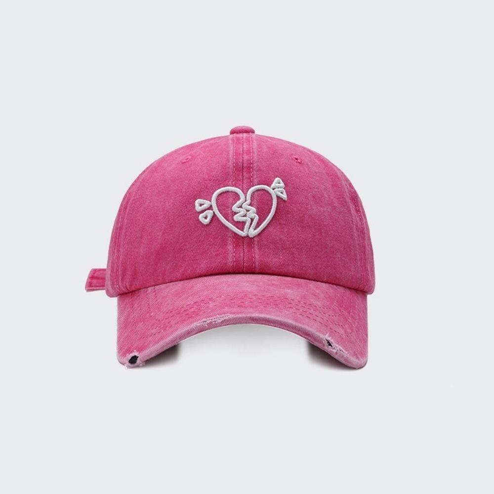 Korean Style Love Heart Baseball Cap Cotton Washed Cotton Peaked Hat Embroidered Sun Hat  Couple