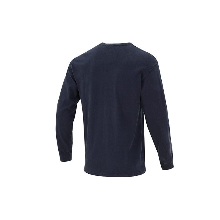 Nike Solid Color Small Logo Crew Neck Long Sleeve T-Shirt Men Tops Dark-Blue DJ1583-451
