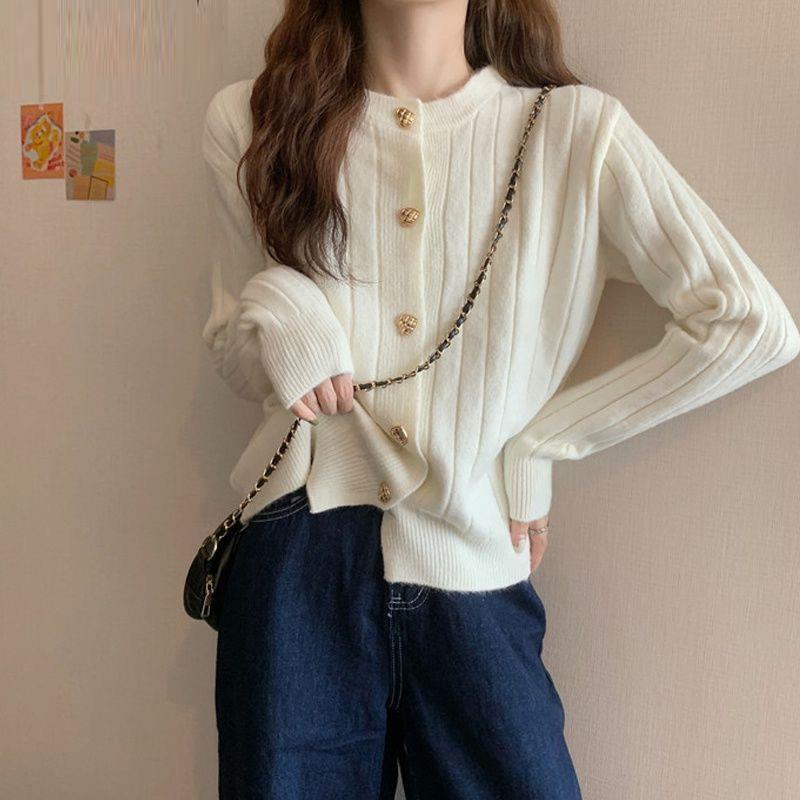 Women's Lazy Style Japanese-Style Cardigan Knit Sweater Autumn Winter Loose Short Outer Jacket Undershirt Top