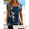 JPNTKY Women's Fashion Casual Square Collar Short Sleeve Blouses & Shirts