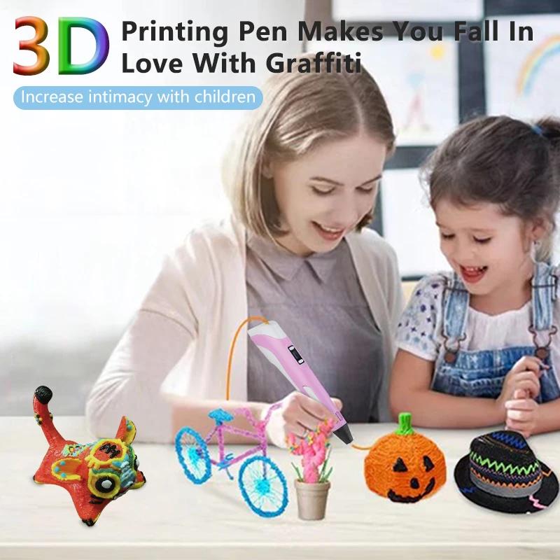3D Pen Adjustable Spinning Speed For Children 3D Drawing Printing Pens with LCD Screen PLA 1.75mm Filament Toys For Kid DIY Gift