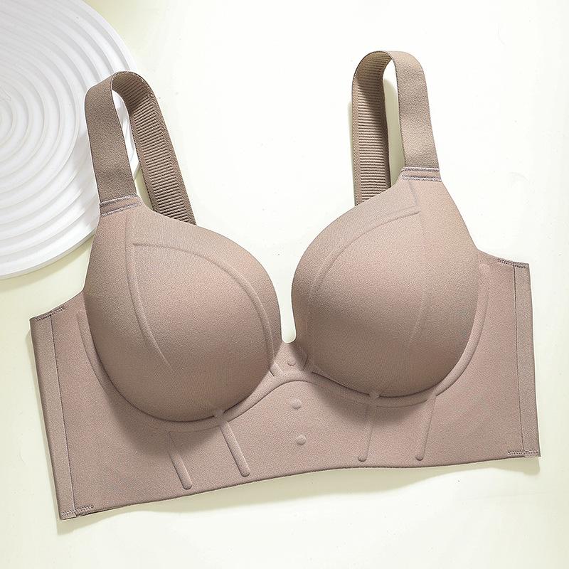 

Plus Size Push-Up Lingerie: Anti-Sagging, Side Support, No-Trace, Adjustable Big Cup Bra 48/110CDE кавовий