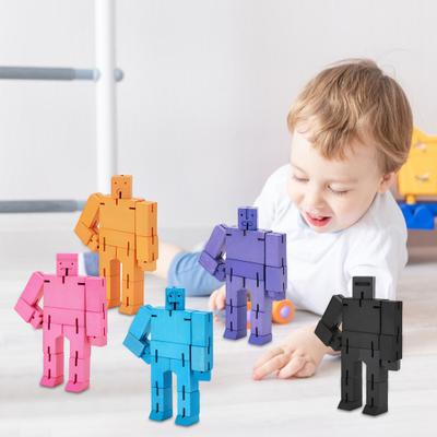 Holzwürfel-Roboterspielzeug, pädagogischer Transforming-Roboter, Actionfigur, 3D-Puzzle, Twisted Cube-Roboter, Bausteinspielzeug, Geschenk für Kleinkinder, Jungen und Mädchen
