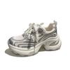 Platform dad shoes women's 2025 summer new fashionable versatile breathable mesh silver heightening casual sneakers
