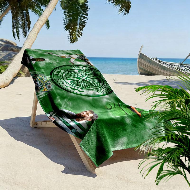 Celtic Football Team Logo Print Beach Towel, Large Soft Quick Dry Towel for Beach Camping Swimming