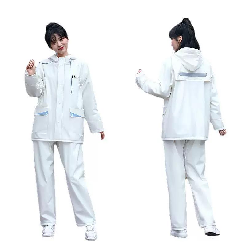 Raincoat and Rain Pants Set for Women, Reflective Waterproof Workwear, Separate Pieces for Cycling, Heavy Rain Protection, Electric Vehicle Raincoat