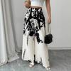 2026 Spring/Summer Women's Fashion Black and White Printed Slimming Casual Wide-Leg Pants
