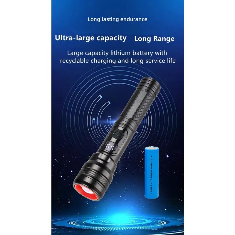 High Power Spotlight Long Range LED Flashlight Built-in 18650 Battery Aluminum Alloy With Tail Magnet For Cycling Camping