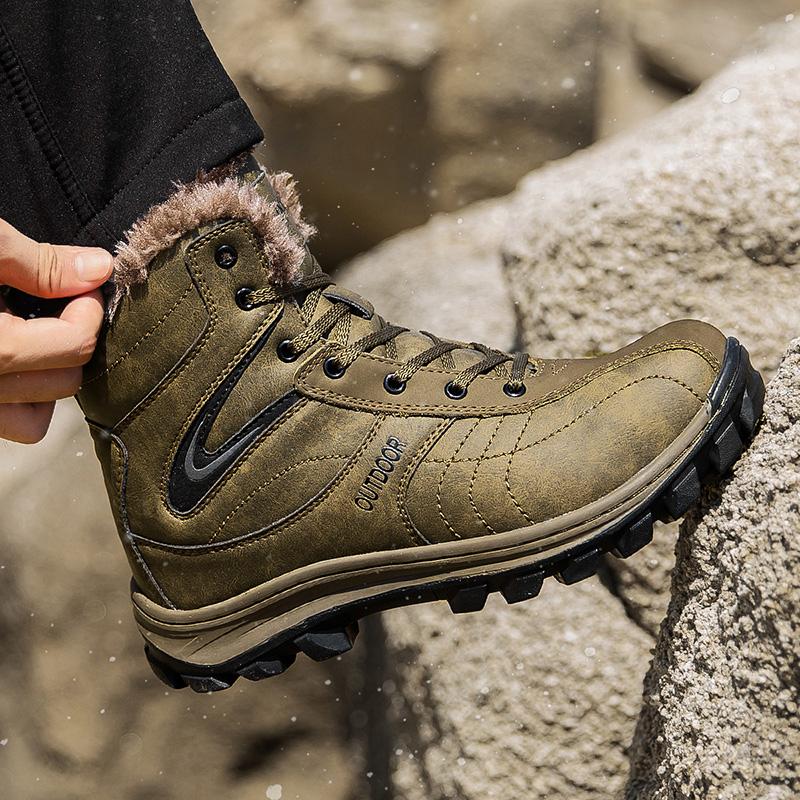 Mens Plus Size 40-48 Winter Boots Waterproof Outdoor Men Boots Ankle Snow Boots High Men Footwear