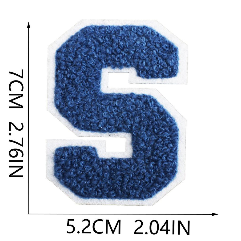 7cm White Background Royal Blue Text Embroidered Letter Patch for Bags & Decor