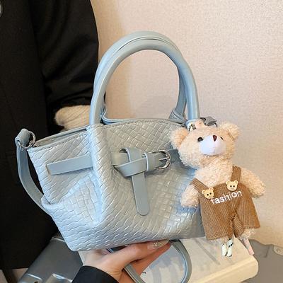 New Fashion Design Sense Woven Pattern Light Luxury Portable Vegetable Basket Bag Commuting Versatile Temperament Messenger Women's Bag