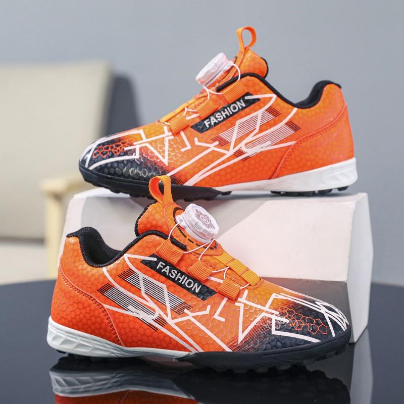 Cheap new children's football shoes Non-slip and breathable rotating buckle Lace-free TF broken nail youth football shoes