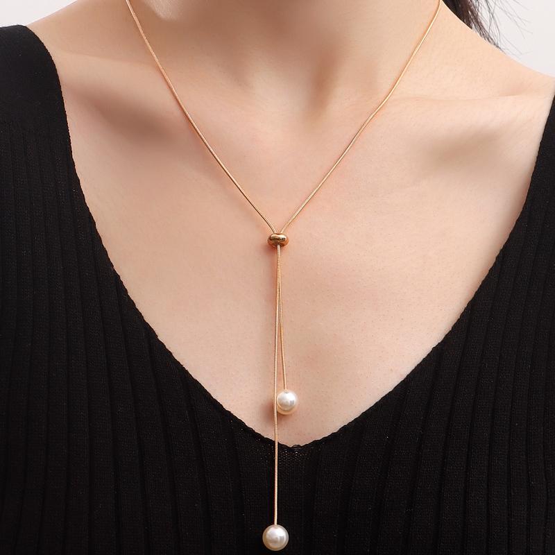 Fashion 4 Colors Simple Irregular Resin Bead Pendant Choker Necklace Women Black Wax Rope Adjustable Sweater Chain Jewelry Gift
