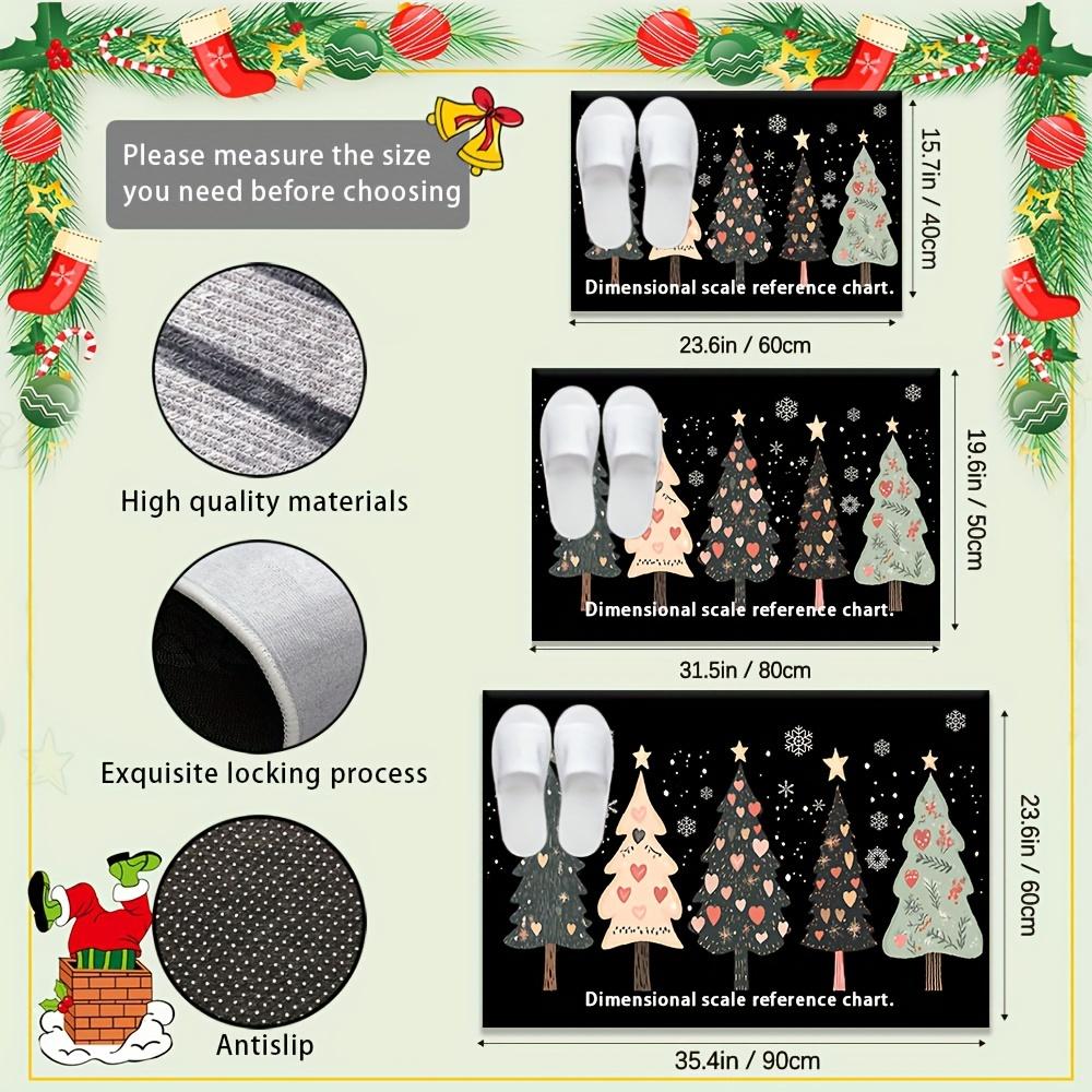 VIKAMA Christmas Carpet 5 Christmas Tree Doormat Welcome Mat Kitchen RugCrystal Velvet Living Room Carpet Rug For Bedroom Home D