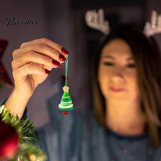 Button Ornament Crafting Set DIY Christmas Kit Stacked Colorful Buttons Tree Making Snowman/Santa/Angel/Tree Craft for Holiday Decor Educational Kids