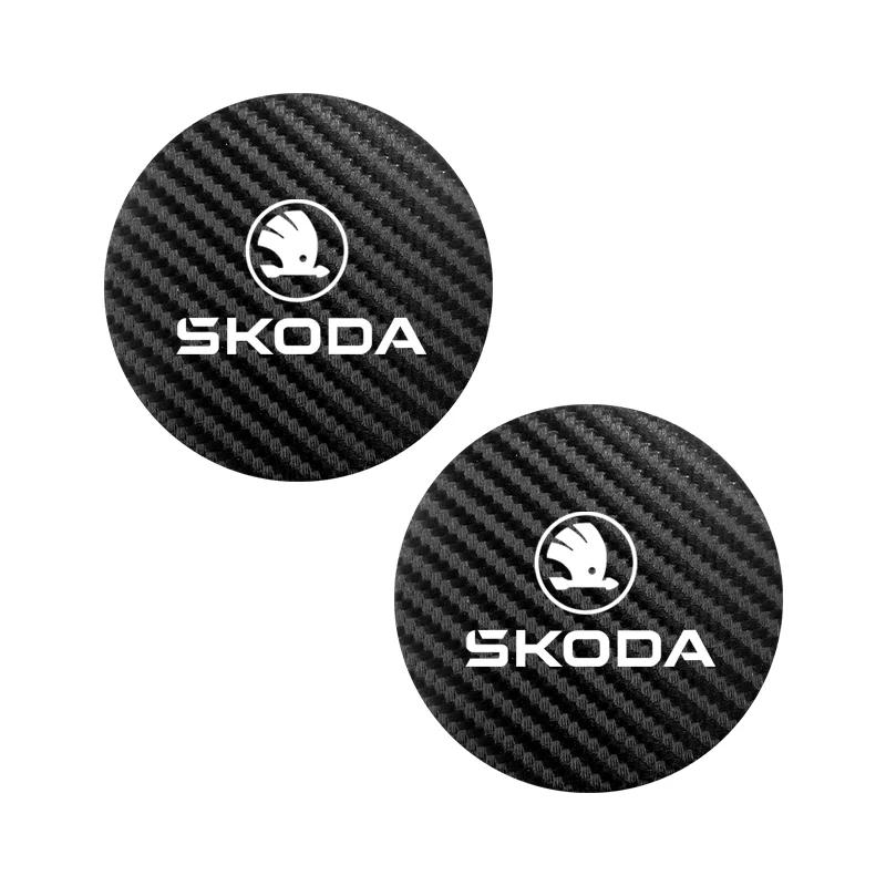 Car Sticker 2Pcs Car Coaster Water Cup Mat Non-Slip Pad For New Skoda Octavia Kodiaq Fabia Superb Karoq Yeti Rapid Mk3 Vrs