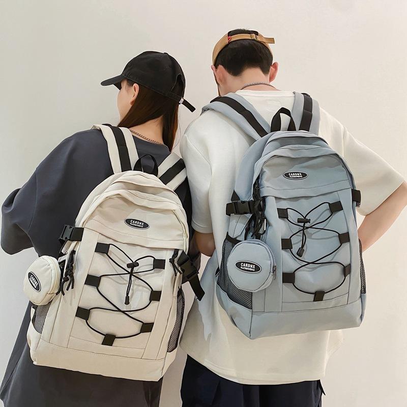 School bag student large capacity spring drawstring junior high school student travel daily commute backpack