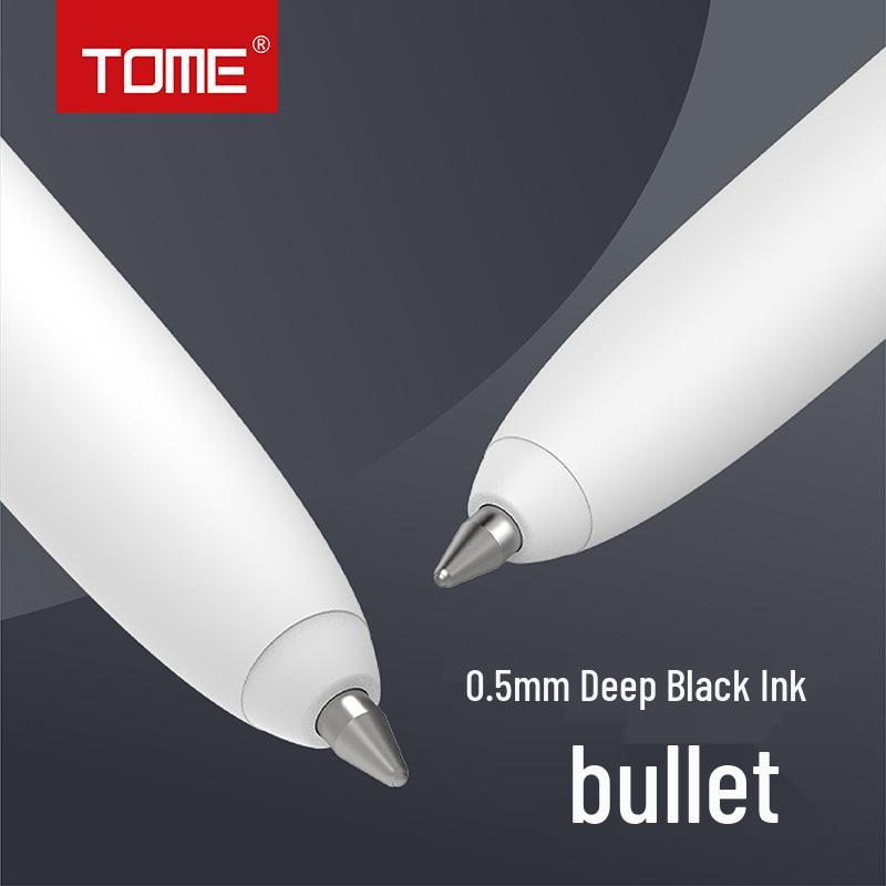 TOME Black 0.5mm Click Gel Pen with Bullet Tip for Exam and Note-taking