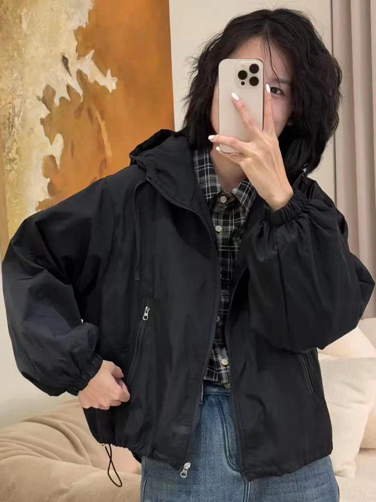 2025 Women's Spring Casual Hooded Windbreaker: Trendy Loose Short Jacket
