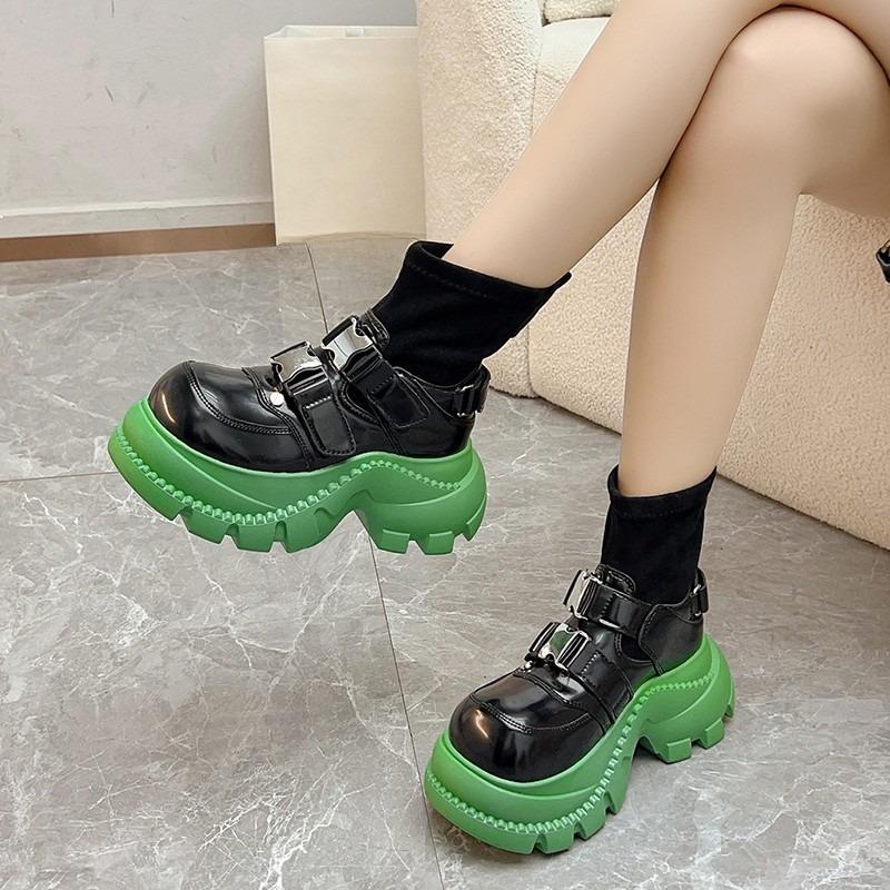 Metal Buckle Booties 2025 Autumn Winter New Platform British Wind Platform Block Heel Skinny Boots 35