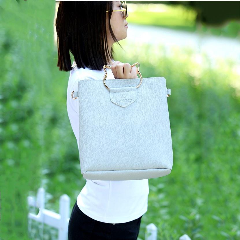 Korean Creative European And American Simple Cat Iron Handbag Three-piece Set Soft Pu Material
