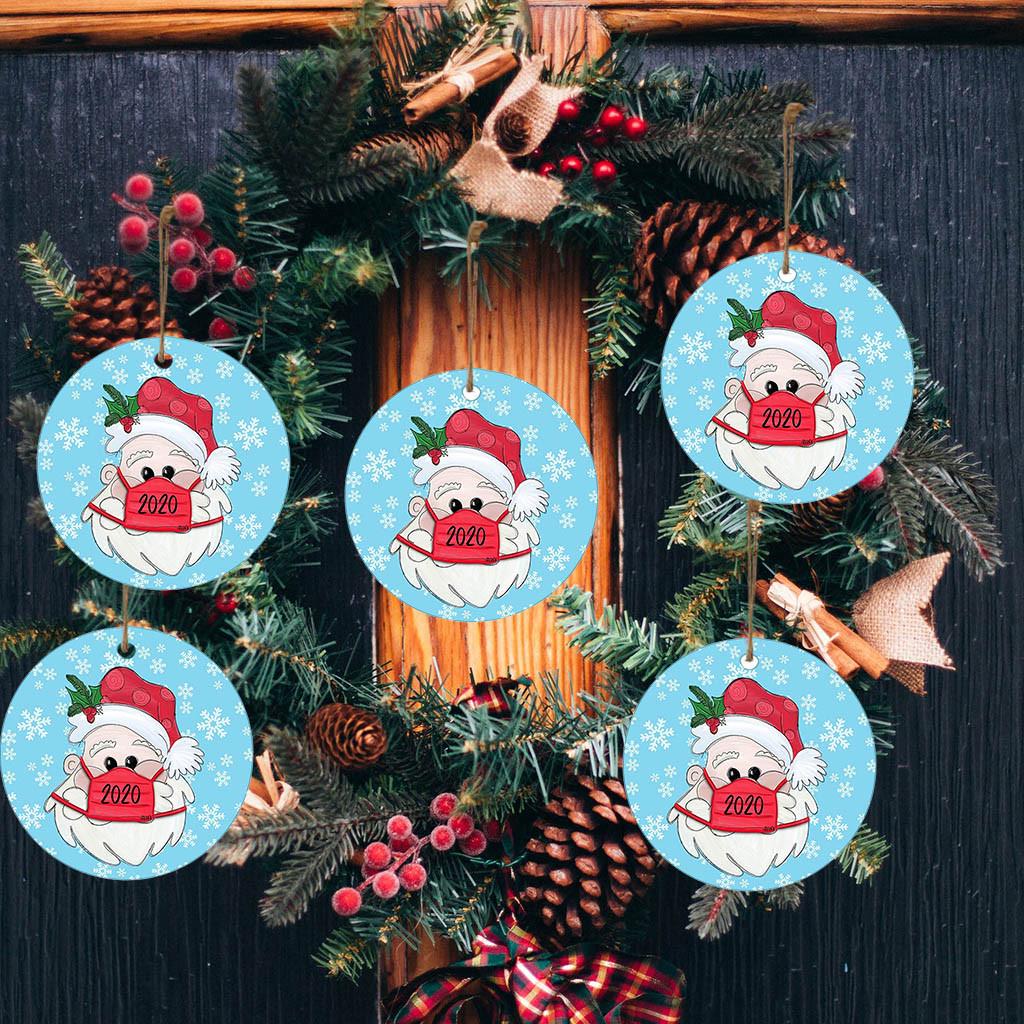30PC 2020 Christmas Ornament Santa Wearing A Face Mask Decorate Christmas Tree