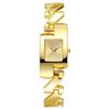 Ladies 1Pcs/Set Fashion Medieval Classic Gold Alloy Yellow Square Watch Diamond Hollow Bracelet Watch