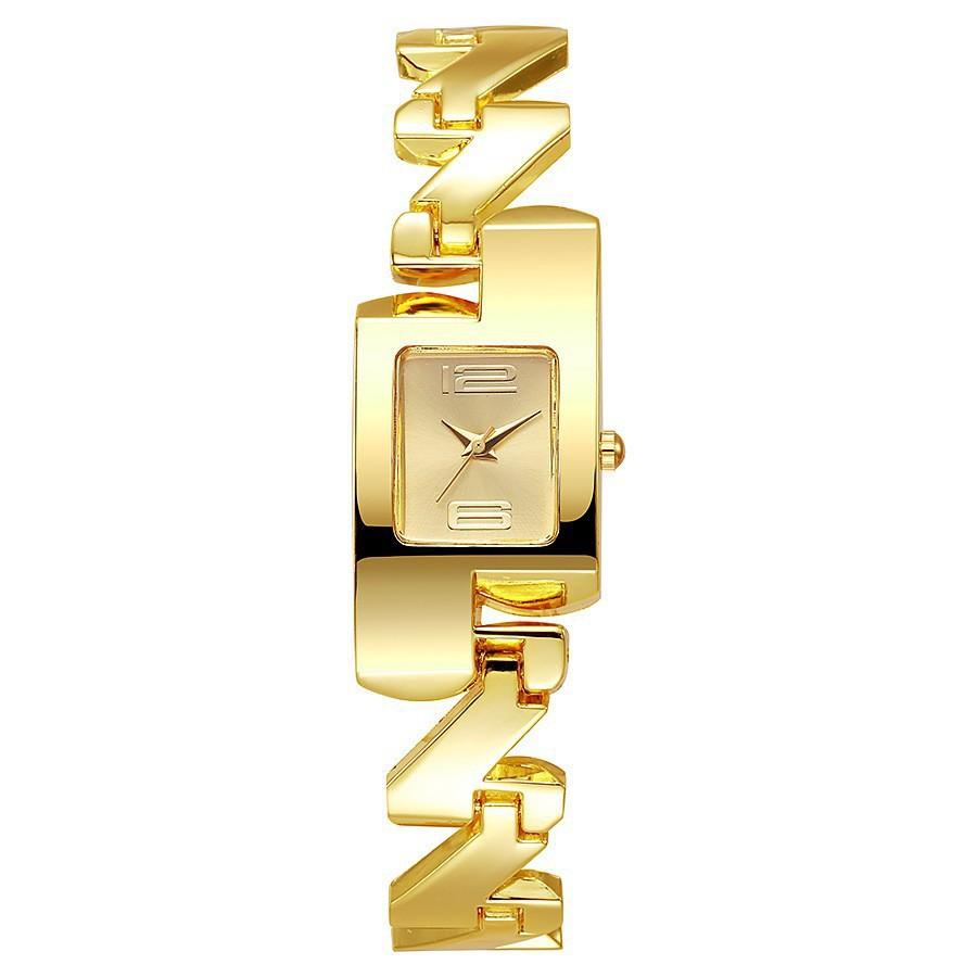 

Ladies 1Pcs/Set Fashion Medieval Classic Gold Alloy Yellow Square Watch Diamond Hollow Bracelet Watch золотой